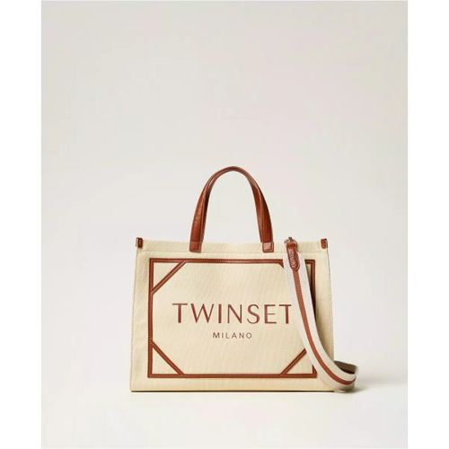 Borsette BORSA SHOPPER IN CANVAS CON LOGO - Twin set - Modalova