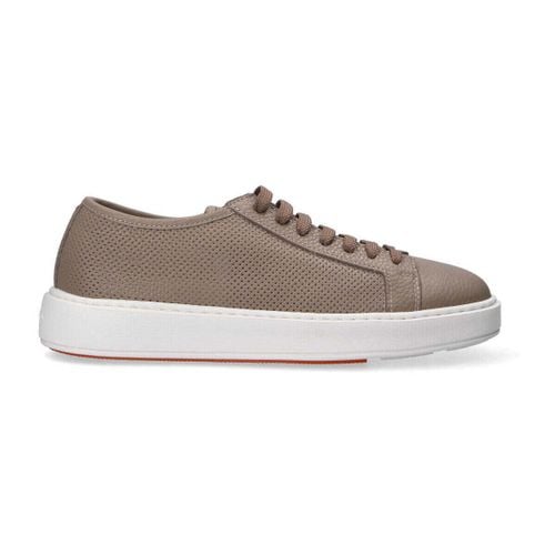 Sneakers sneaker pelle traforata tortora - Santoni - Modalova