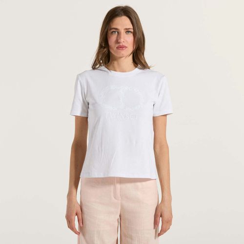 T-shirt t-shirt con Oval T ricamato bianca - Twin set - Modalova