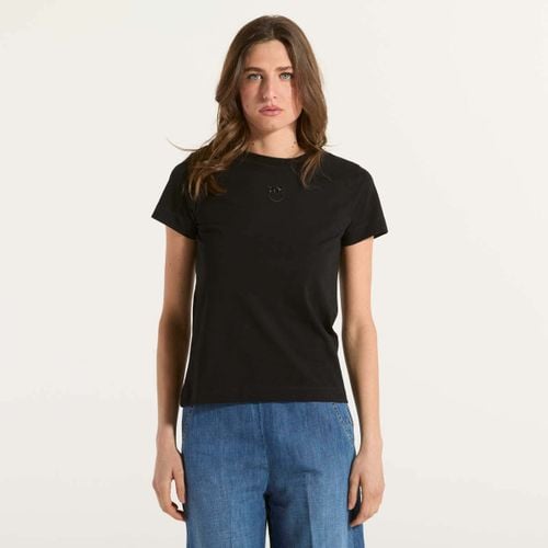 T-shirt T-shirt maniche corte logo ricamato nera - Pinko - Modalova