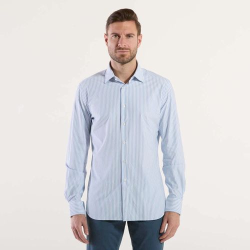 Camicia a maniche lunghe active shirt in tessuto a righe azzurra - Xacus - Modalova