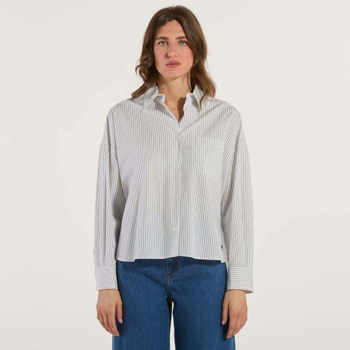 Camicia camicia in cotone a righe bianca e azzurra - Max mara - Modalova