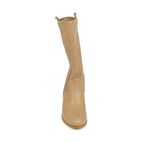 Stivali Stivali donna estivi taupe gambale forato tacco comodo 5 - Malu Shoes - Modalova