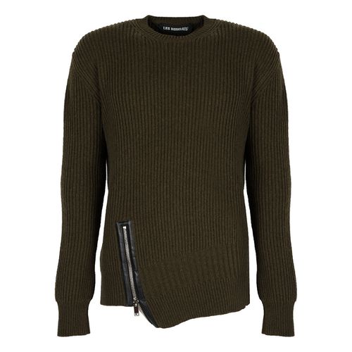 Maglione LJK106-656U | Round Neck Sweater with Asymetric Zip - Les Hommes - Modalova