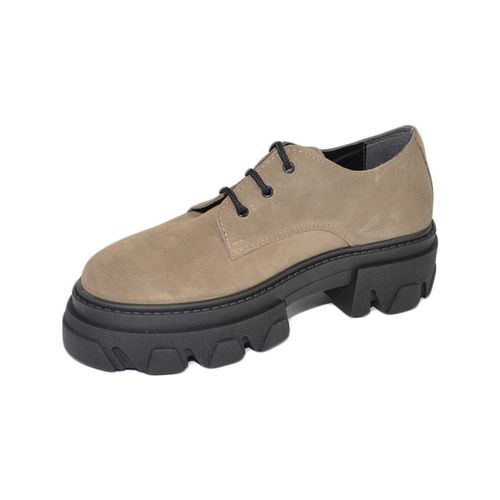 Scarpe Scarpe donna combat francesina liscia camoscio taupe fondo plat - Malu Shoes - Modalova