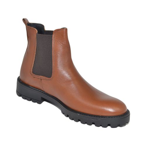 Stivali Stivaletto uomo Chelsea Beatles elastico vera pelle nappa cogna - Malu Shoes - Modalova