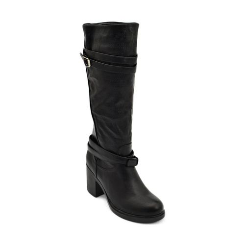 Stivali Stivali donna neri altezza biker tinta unita traforato al polpa - Malu Shoes - Modalova