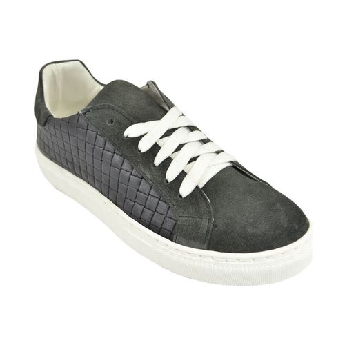 Sneakers Scarpa sneakers uomo nera vera pelle lacci e intreccio laterale - Malu Shoes - Modalova