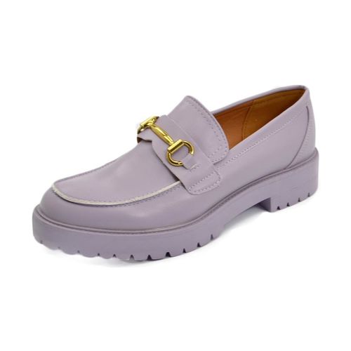 Scarpe Mocassini donna college lilla glicine accessorio morsetto oro - Malu Shoes - Modalova