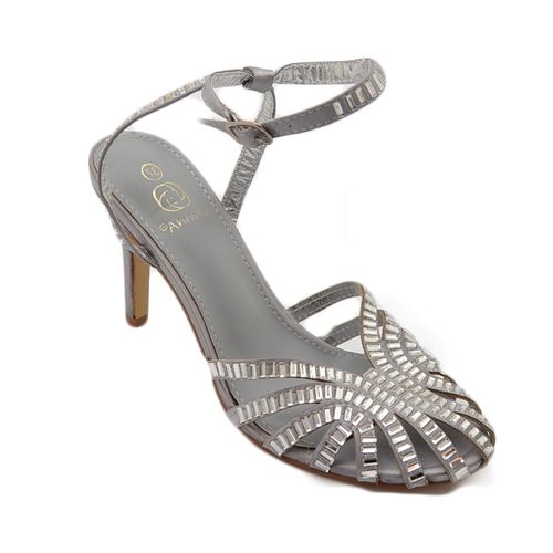 Sandali Sandali tacco donna a fascette argento con applicazioni strass - Malu Shoes - Modalova