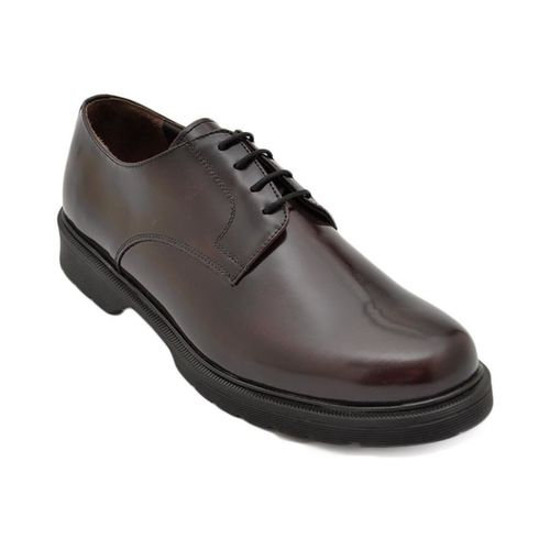 Scarpe Stringata uomo liscia in vera pelle abrasivata bordeaux fondo g - Malu Shoes - Modalova