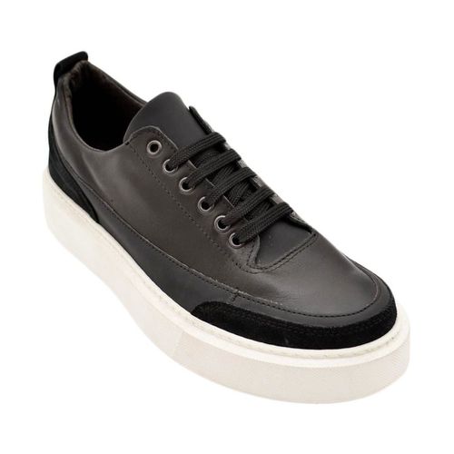 Sneakers Scarpe sneakers basse uomo nere in vera pelle fondo gomma run e - Malu Shoes - Modalova