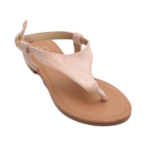 Sandali Sandalo basso beige infradito in morbida alcantara cinturino al - Malu Shoes - Modalova