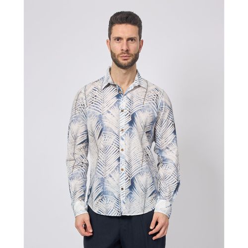Camicia a maniche lunghe Camicia uomo in lino con stampa fantasia - Yes Zee - Modalova