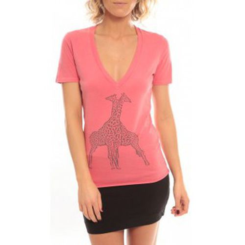 T-shirt V neck short sleeves Giraffe T00-91-80 Rose - So Charlotte - Modalova