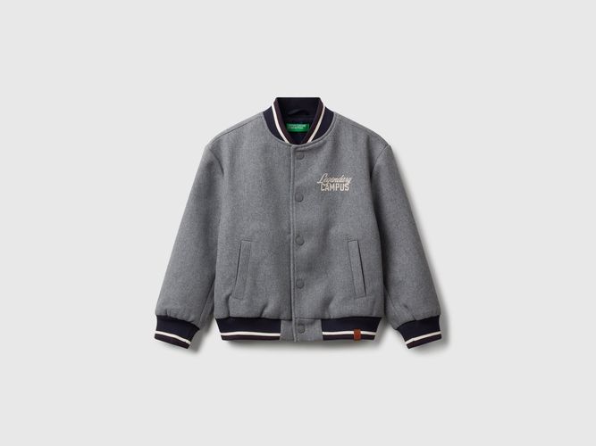 Benetton, Blouson Aviateur En Laine Mélangée, Taille: 2XL, Gris Foncé, Enfants - United Colors of Benetton - Modalova