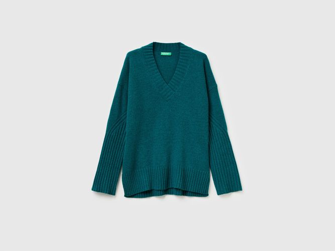 Benetton, Pull Oversize En Laine Mélangée, Taille: L, Vert Foncé - United Colors of Benetton - Modalova