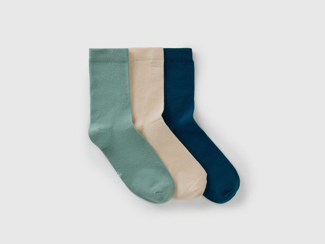 Benetton, Trois Paires De Chaussettes Longues En Coton Extensible, Taille: 43-46, Multicolore - United Colors of Benetton - Modalova