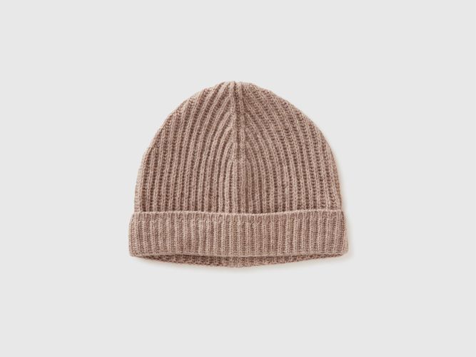 Benetton, Bonnet En Pure Laine Vierge, Taille: L, Tourterelle - United Colors of Benetton - Modalova