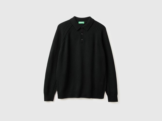 Benetton, Polo En Pure Laine Mérinos, Taille: XXL, Noir - United Colors of Benetton - Modalova