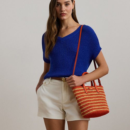 Striped Straw Medium Brie Tote Bag - Lauren - Modalova