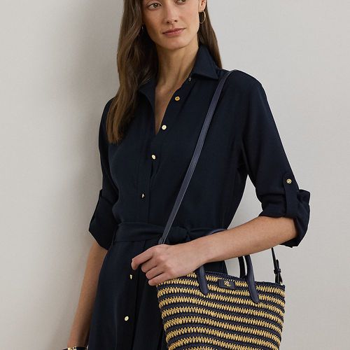 Striped Straw Medium Brie Tote Bag - Lauren - Modalova