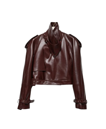 Cropped trench leather jacket - AFTERHOURS - Modalova