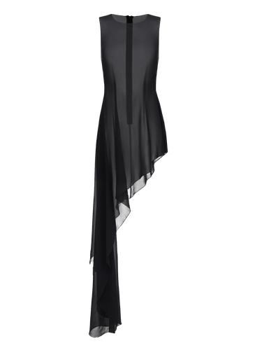 Asymmetric Silk Chiffon Dress in Black - NDS The Label - Modalova