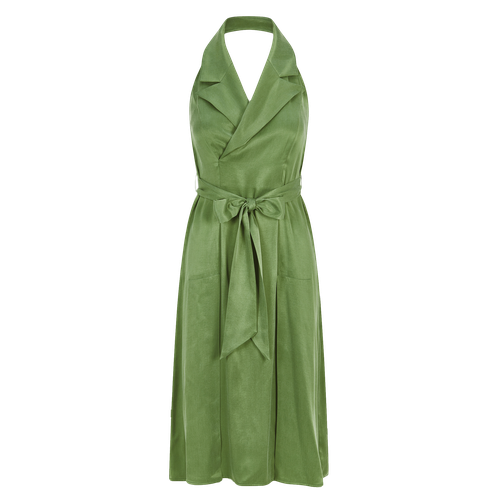 Halter Neck Midi Tuxedo Dress (Avocado Green) - Femponiq - Modalova