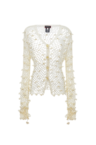White Handmade Crochet Shirt - ANDREEVA - Modalova