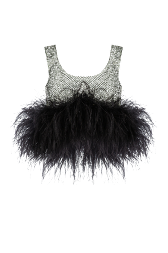 Crop Top With Feathers - Santa Brands - Modalova