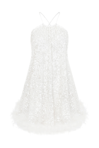 Yvonne Sequin Mini Dress in Crystal White - Nazli Ceren - Modalova