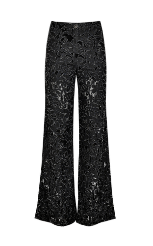 Chloe Lace Denim Pants - Handembroidered - Francesca Miranda - Modalova