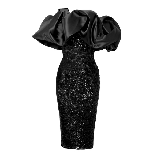 Structured Puffed Off Shoulder Dress In Black - ANITABEL - Modalova