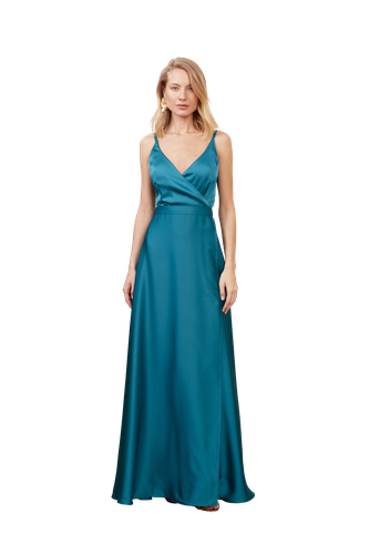 FREYA dark turquoise blue satin maxi evening dress - UNDRESS - Modalova