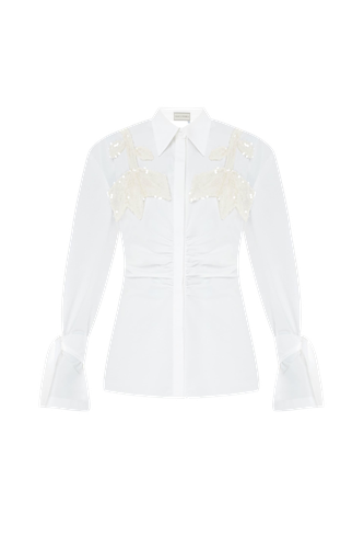 Shirt with Drapery in White - Malva Florea - Modalova