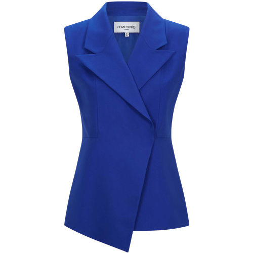 Sleeveless Cotton Blazer (Royal Blue) - Femponiq - Modalova