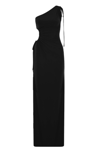 Zelda Black One Shoulder Maxi Dress - Lora Istanbul - Modalova