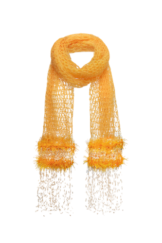 Yellow Cashmere Handmade Knit Shawl - ANDREEVA - Modalova