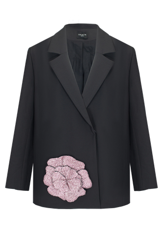 Black Jacket w/Pink Flower - Santa Brands - Modalova