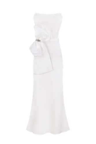 Structured corset dress with sculpted details - Total White - Modalova