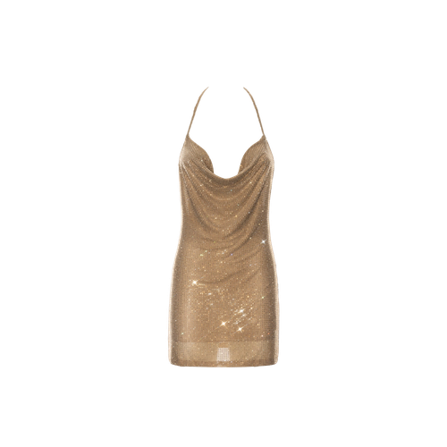 Nude crystals mesh mini dress - Daniele Morena - Modalova