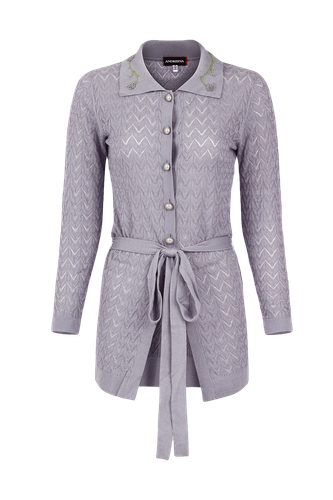Light Grey Cashmere Knit Shirt - ANDREEVA - Modalova