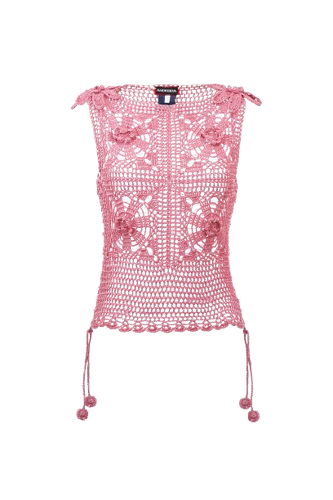 Dust Rose Handmade Crochet Top - ANDREEVA - Modalova