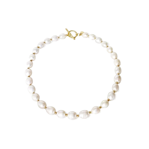 Gold Beaded Freshwater Pearl Necklace - Anisa Sojka - Modalova