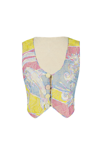 Aroha Abstract Multi-Coloured Print Waistcoat - Oceanus Swimwear - Modalova