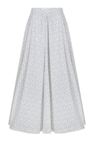 June Printed Cotton Midi Skirt in Cannoli Cream - Nazli Ceren - Modalova