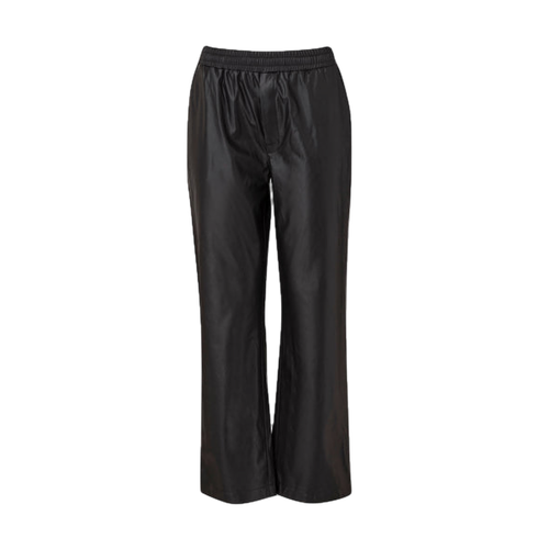 Lunaria Faux Leather Relaxed Fit Pants In Jet Black Color - Marei 1998 - Modalova