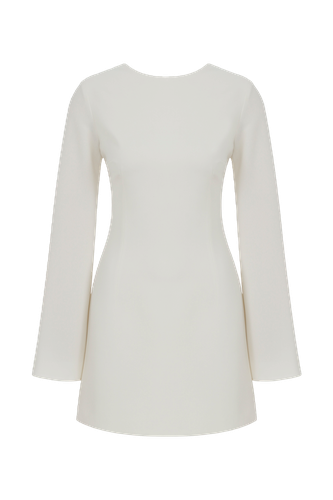 Ira Tie-Back Crepe Mini Dress in Blanche - Nazli Ceren - Modalova