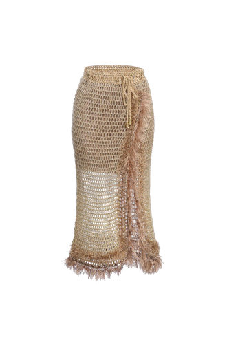 Brown Handmade Knit Skirt - ANDREEVA - Modalova